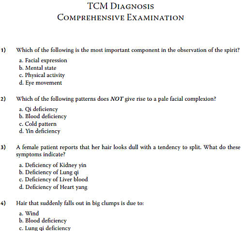 Traditional Chinese Medicine Diagnosis Study Guide