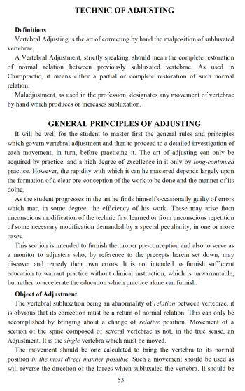 Technic and Practice of Chiropractic