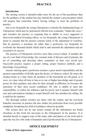 Technic and Practice of Chiropractic