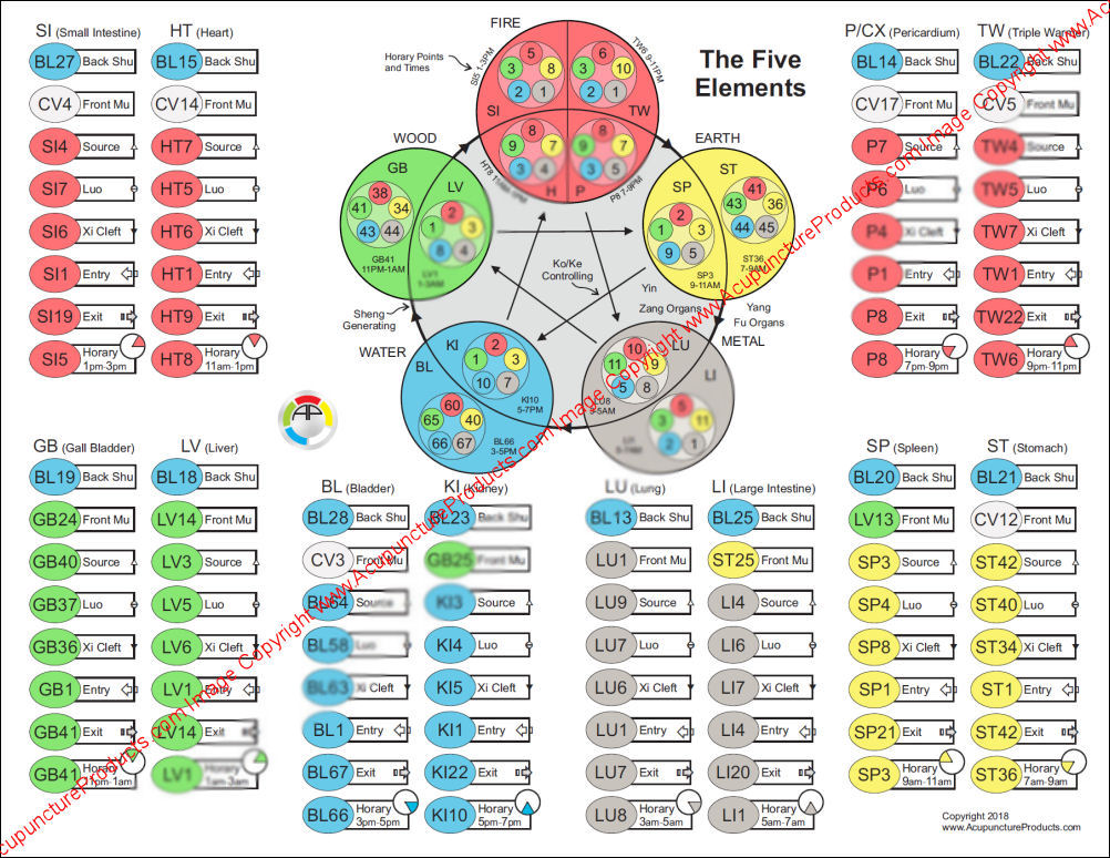 The Five Element Points Of Acupuncture Chart