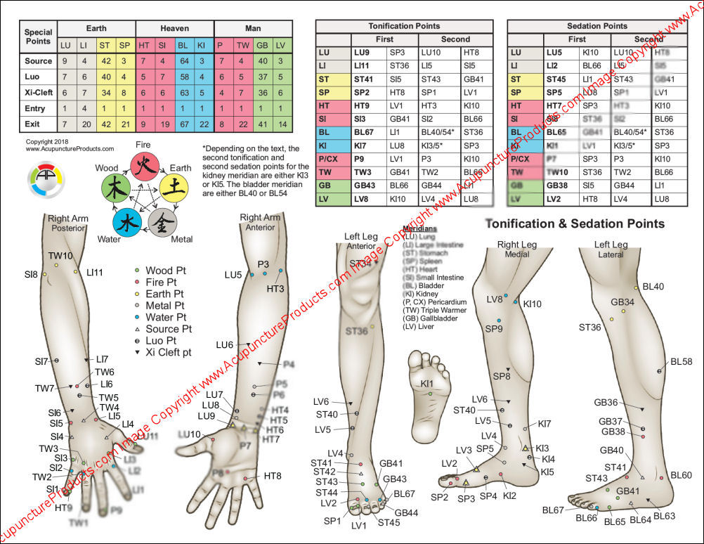 Five Element Theory of Acupuncture Chart