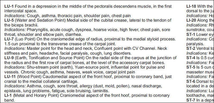 Horse Acupuncture Laminated Chart