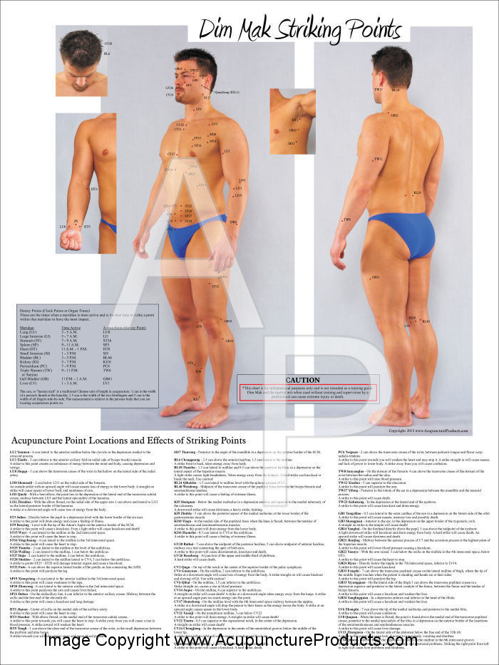 Dim Mak Pressure Points Charts Instruction