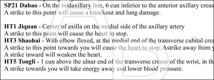 Dim Mak Pressure Points Charts Instruction